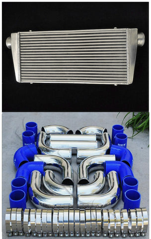 GPI Universal 300x600x76mm intercooler + 3" aluminium piping+blue Silicone Hose kit