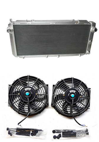 GPI Aluminum Radiator +FANS for 1990-1997 For Toyota MR2 SW20 3SGTE MT 1990 1991 1992 1993 1994 1995 1996 1997