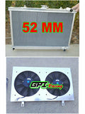 GPI 52MM aluminum RADIATOR & shroud& fan FOR NISSAN SKYLINE S13 CA18 R32 RB20