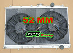 GPI 52MM aluminum radiator +FAN for MITSUBISHI EVO1/2/3 Lancer EVO 1 2 3 Race  I II III