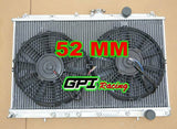 GPI 52MM aluminum radiator +FAN for MITSUBISHI EVO1/2/3 Lancer EVO 1 2 3 Race  I II III