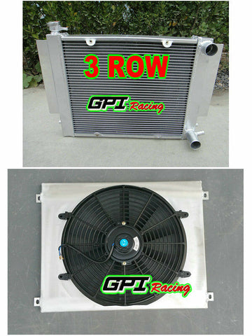 GPI NEW Aluminum radiator &shroud +fan for Mazda RX2 RX3 RX4 RX5 with heater pipe MT