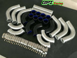 GPI 2" 51MM Aluminum 12PCS Universal Intercooler Turbo Piping blue hose kit