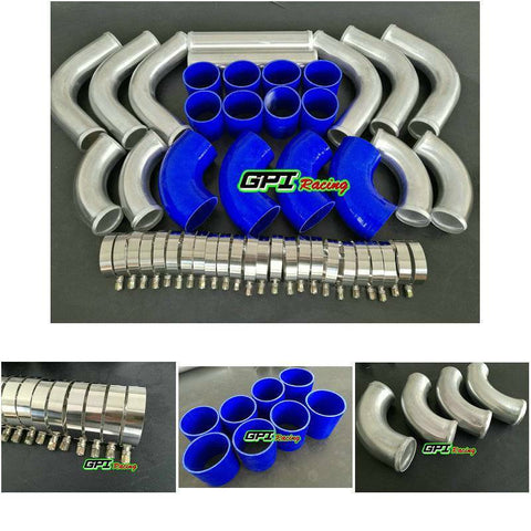 GPI 2" 51MM Aluminum 12PCS Universal Intercooler Turbo Piping blue hose kit