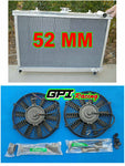 GPI 52MM aluminum RADIATOR & shroud& fan FOR NISSAN SKYLINE S13 CA18 R32 RB20