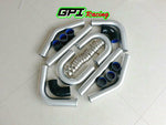 GPI NEW 3" 76MM Aluminum Universal 8pcs Intercooler Turbo Piping+BLACK hose+T-Clamp kit