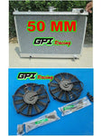 GPI 50MM Aluminum Radiator +2xfan for Nissan Pintara Skyline R31 MT 1986-1993 1986 1987 1988 1989 1990 1991 1992 1993