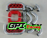 3" INCH 76mm Aluminum Universal Intercooler Turbo Piping pipe Kit & RED hose kit