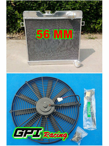 56mm custom aluminum radiator +FAN for ALFA ROMEO GT 1972-1977 1972 1973 1974 1975 1976 1977 Manual