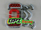 3" INCH 76mm Aluminum Universal Intercooler Turbo Piping pipe Kit & RED hose kit