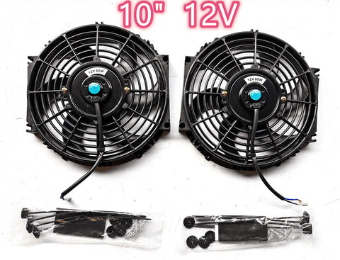 GPI 2pcs 10" inch 12V Universal Electric Radiator Intercooler Fan &mounting kit new