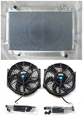 52mm Aluminum Radiator + Fans For Toyota Landcruiser 80 Series FJ80 R FZJ80 4.2L 4.5L MT