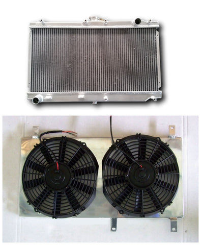 Aluminum Radiator +Shroud+fan for Mazda Miata MX5 MT 1998-2005 1998 1999 2000 2001 2002 2003 2004 2005