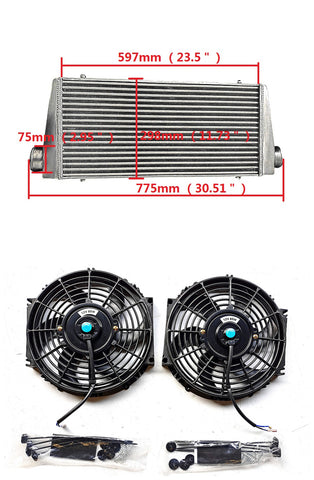 GPI Front Mount Intercooler & FAN 600 x 300 x 76mm Core Universal 3"  In/Outlet