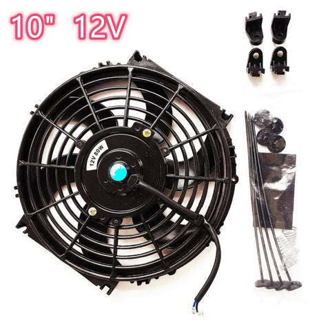GPI 10" 10Inch 12 Volt Electric Cooling Fan Push Pull For Radiator Intercooler +kit