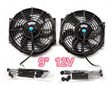 GPI 2× 9" 9 inch Universal Electric Radiator / Intercooler Fan +mounting kit