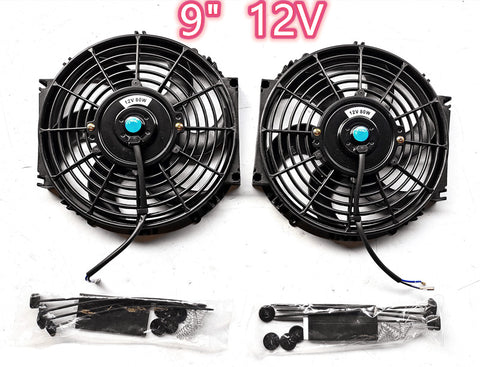GPI 2× 9" 9 inch Universal Electric Radiator / Intercooler Fan +mounting kit