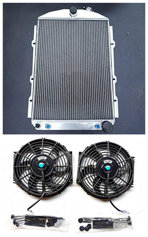 GPI Aluminum radiator & Fans FOR 1938 chevy hot/street Rod 350 V8 W/Tranny Cooler AT 1938