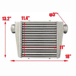 Universal 18*13.2*3.3" FMIC Front Mount Aluminum Intercooler& fan Tube&Fin Turbo