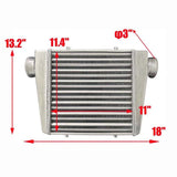 Universal 18*13.2*3.3" FMIC Front Mount Aluminum Intercooler& fan Tube&Fin Turbo