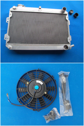 GPI 56mm 3 core aluminum radiator +10''fan FOR 1979-1985 MAZDA RX7 RX-7 SA/FB S1/S2/S3,79-85 1979 1980 1981 1982 1983 1984 1985