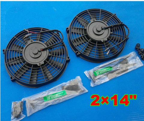 GPI 2×14" 14 inch Universal Electric Radiator RACING COOLING Fan + mounting kit