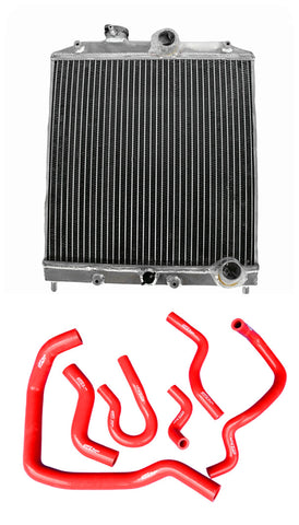 GPI 3row Aluminum Radiator & hose  for 1992-2000 Honda Civic EK EG D15 D16 B16 B18 28mm pipe MT 1992 1993 1994 1995 1996 1997 1998 1999 2000