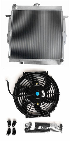 GPI Aluminum Radiator & Fan For 1990-2001 Toyota Land Cruiser Landcruiser 75 Series HZJ75  1990 1991 1992 1993 1994 1995 1996 1997 1998 1999 2000 2001