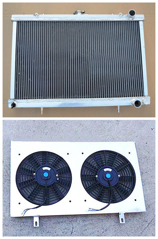 GPI 3ROW aluminum RADIATOR & shroud + fan FOR NISSAN SKYLINE S13 CA18 R32 RB20 1988-1995 1988 1989 1990 1991 1992 1993 1994 1995