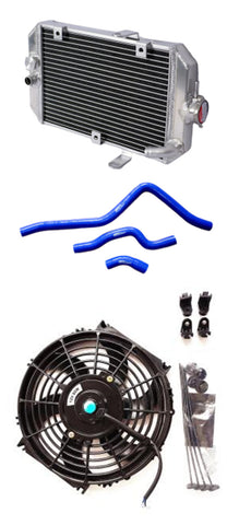 GPI ATV aluminum radiator+ HOSE+ Fan For 2001-2005 Yamaha 660R Raptor 660 YFM660R YFM 660 R  2001 2002 2003 2004 2005